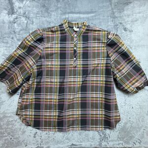 Vintage California Rose Shirt Womens 2XL Dark Academia Plaid Puffy Preppy